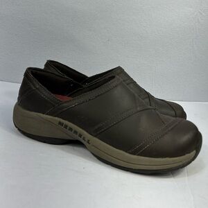 Merrell Shoes Jovilee Lattice Brown Expresso Leather Slip On Clog Shoe Women’s 9